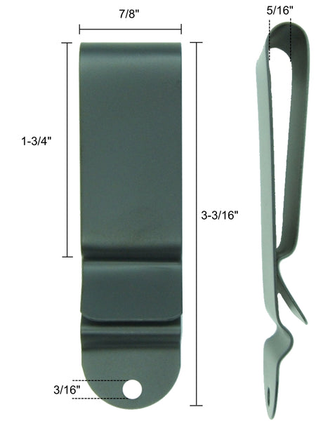 Metal Belt Holster & Sheath Clip - Black Spring Steel for IWB/Hybrid/Tuck Holsters