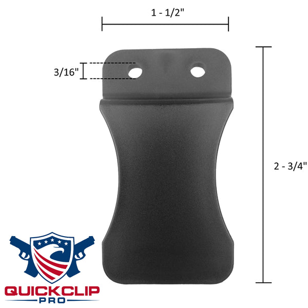 Quick Clip Kydex Fold Over Poly Universal Knife Sheath or Gun Holster Clip - Flush Mount w/holes (FOMI)