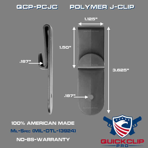 J Clip Poly Universal Under Belt Kydex Gun Holster Clip for IWB/Hybrid/Tuck Style
